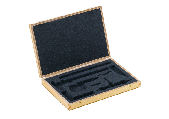 Wooden case for measuring instruments