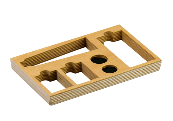 Wooden insert for measuring instruments